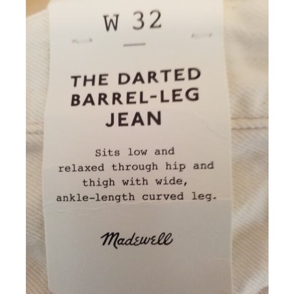 NWT Madewell The Darted Barrel-Leg Jeans 100% Cotton Blue Size 32 NS123 - Picture 8 of 10